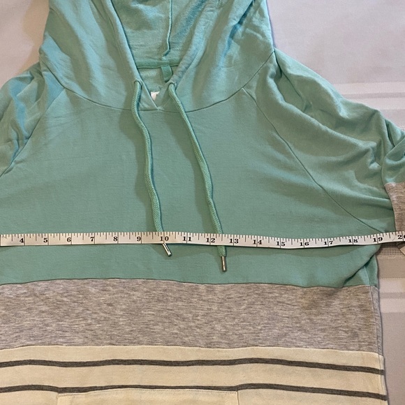 Market & Spruce Women’s Striped Light-Weight Hoodie with Mint and Gray Accents - Picture 4 of 7